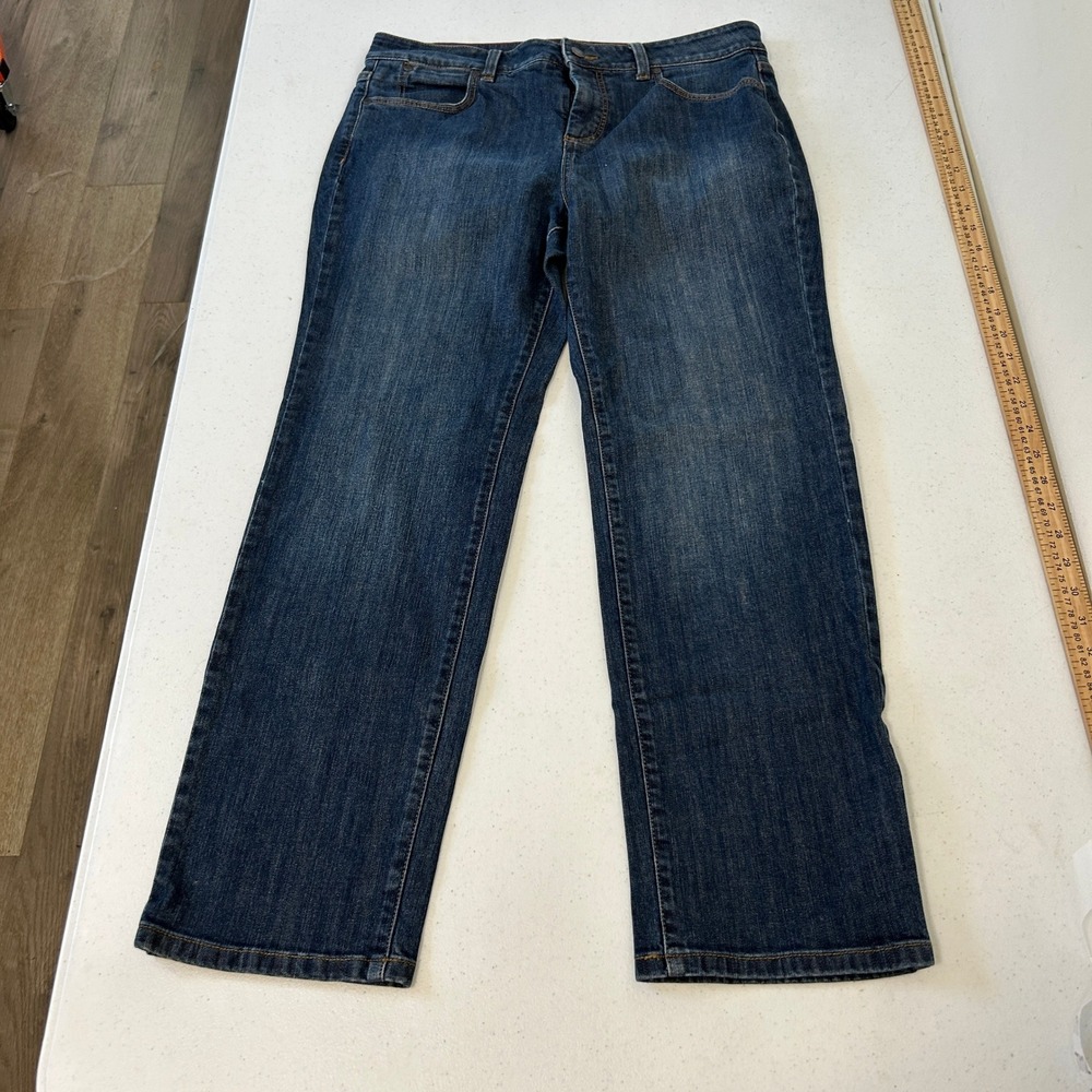 Talbots Petites Straight Leg Jeans Dark Wash Blue Denim Size 12P 7711